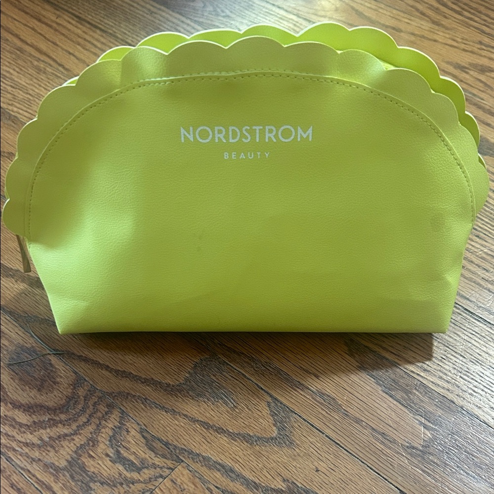 Nordstrom Beauty Bright Green Scalloped Cosmetic Bag